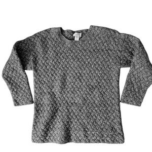 Henri Bendel New York 100% Cashmere Basketweave Marled Sweater Womens Small Grey